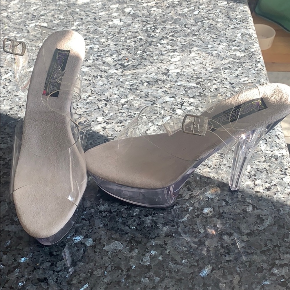 Clear platform heels